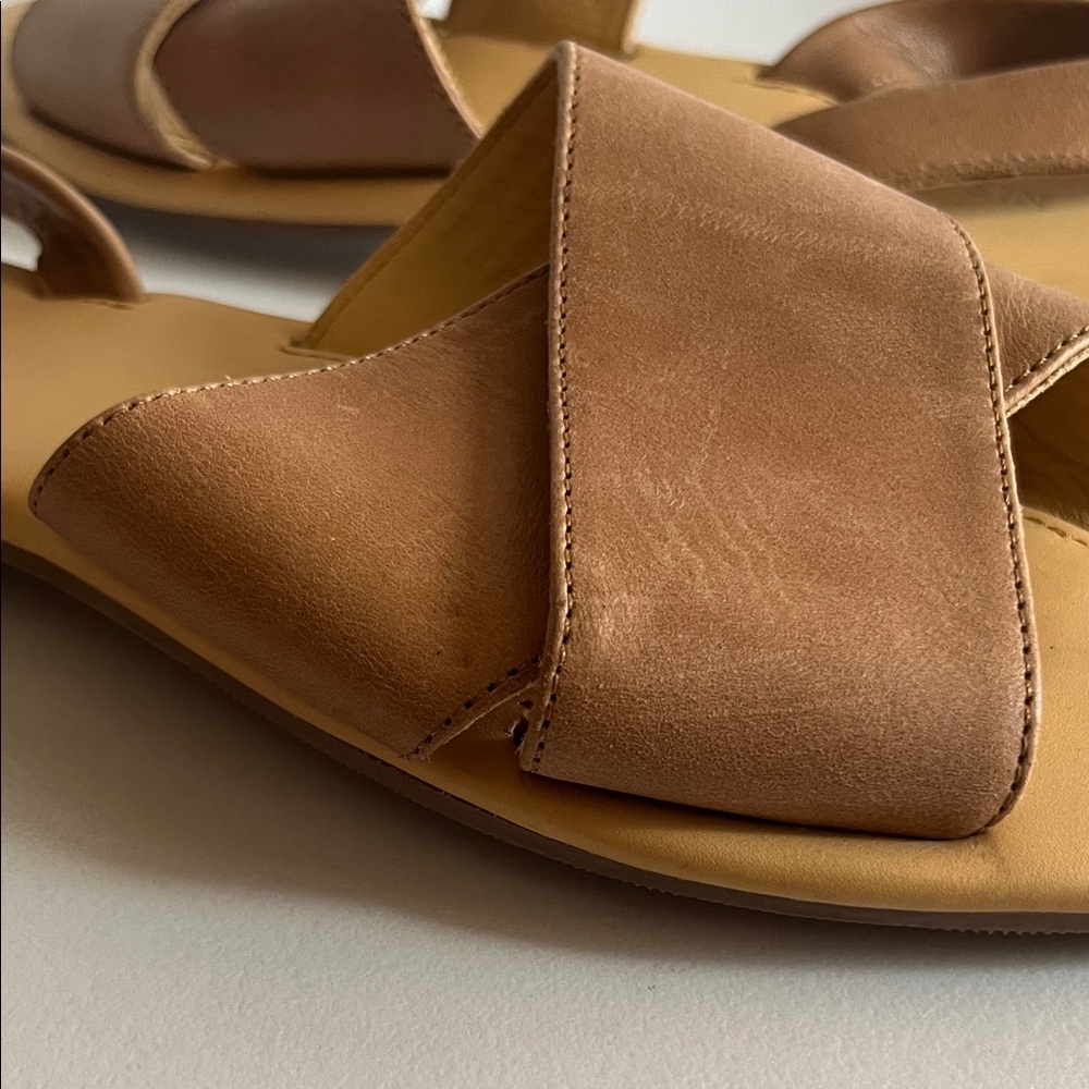 Nisolo Leather Crossband Slingback Sandals Women’s Size 10 Tan Brown Made Peru - Picture 8 of 9